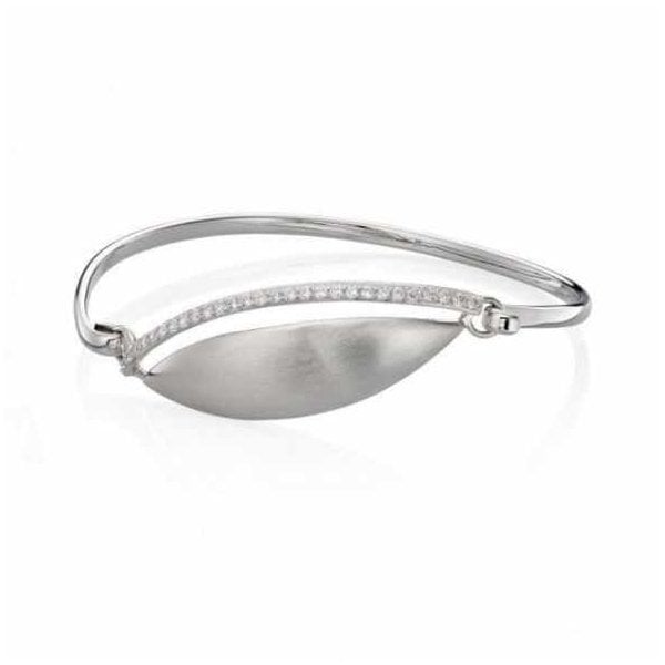 Silver Cubic Zirconia Flip Top Bangle