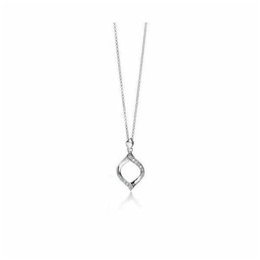 Silver CZ Ribbon Pendant
