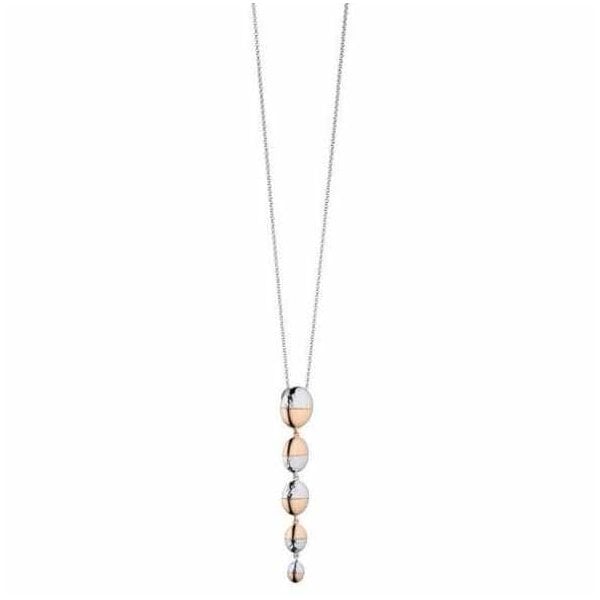 Silver & Rose Gold Hammered Oval Drop Pendant