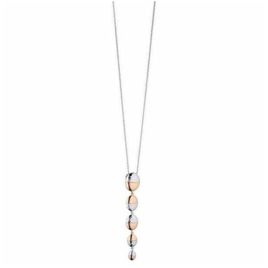 Silver & Rose Gold Hammered Oval Drop Pendant
