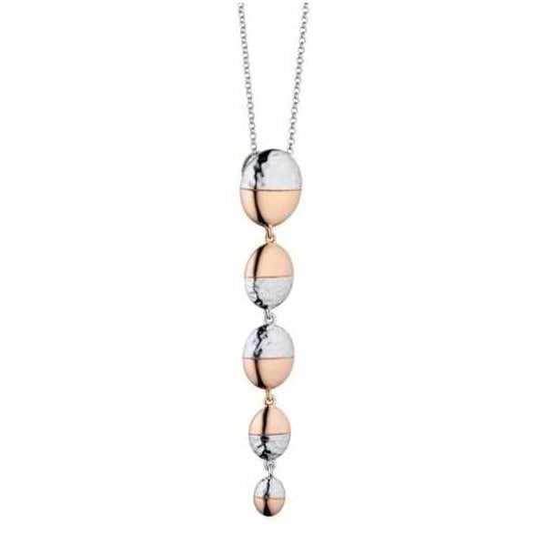 Silver & Rose Gold Hammered Oval Drop Pendant