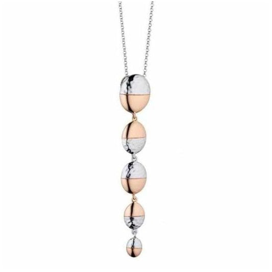 Silver & Rose Gold Hammered Oval Drop Pendant