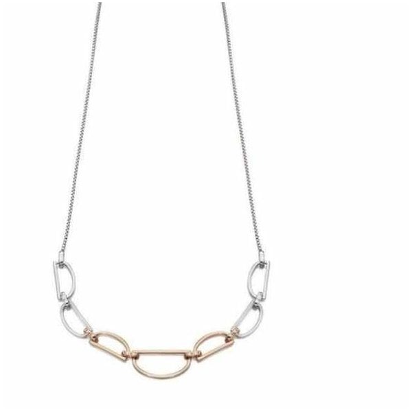Silver and Rose Gold Plating D Shape Necklace