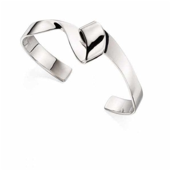 Silver Ribbon Bracelet/Bangle - Rhodium Plated