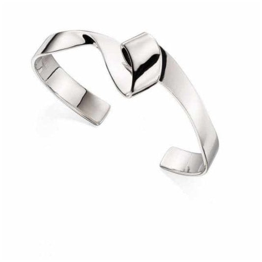 Silver Ribbon Bracelet/Bangle - Rhodium Plated