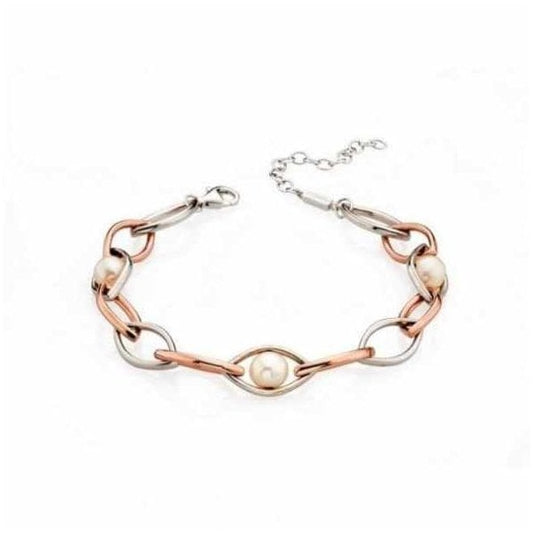 Rose Gold Pearl Marquise Station Bracelet