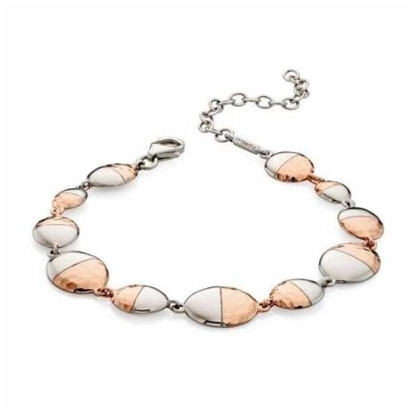 Two Tone Hammered Oval Bracelet
