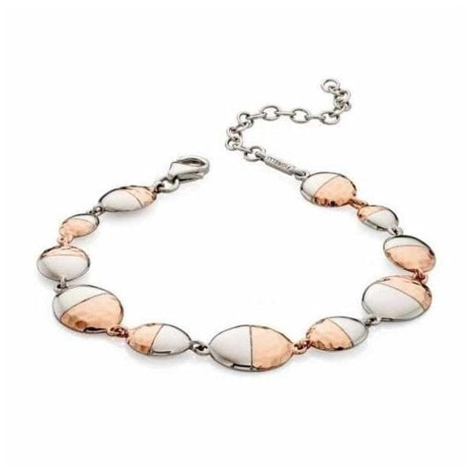 Two Tone Hammered Oval Bracelet
