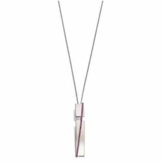 Revised Pave Band In Silver&Pink Zirconia Pendant