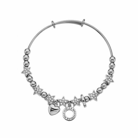 Silver Plate Crystal Star Bangle