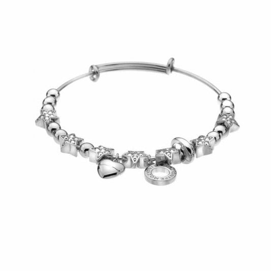 Silver Plate Crystal Star Bangle