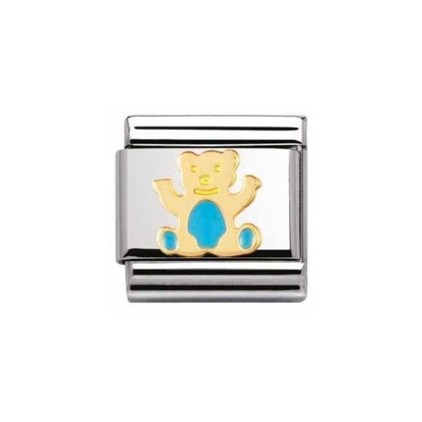 Gold and Light Blue Bear Charm