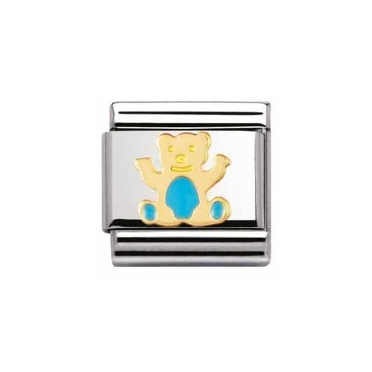 Gold and Light Blue Bear Charm