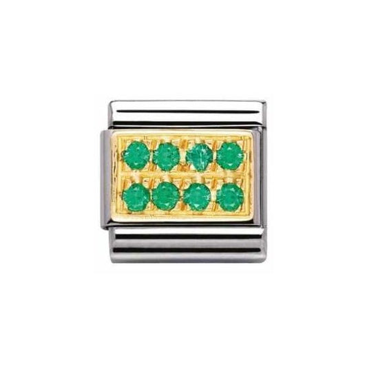 Green CZ Gold Charm