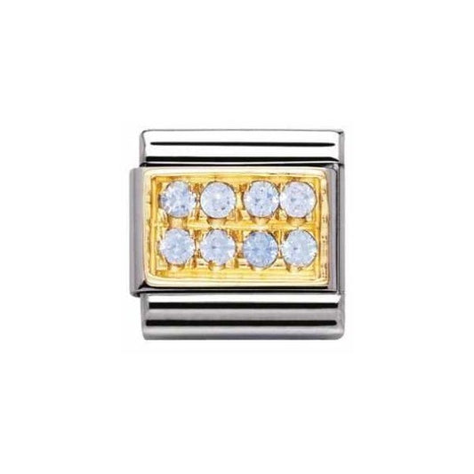 Gold and Light Blue CZ Charm