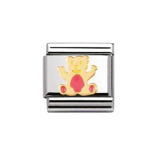 Gold and Light Pink Bear Charm