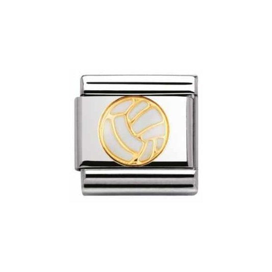 Gold White Volleyball Charm