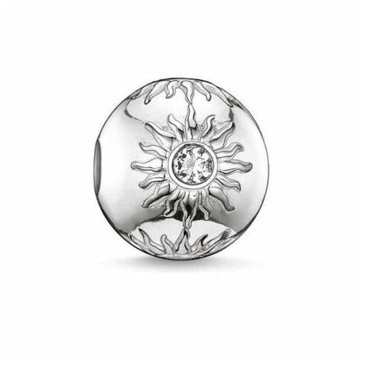 Silver White CZ Sun Bead
