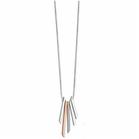 Silver & Rose Gold Plated Clear CZ Drop Necklace