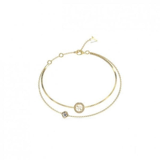 GJ 4G Crush Gold & Crystal Double Chain Bracelet