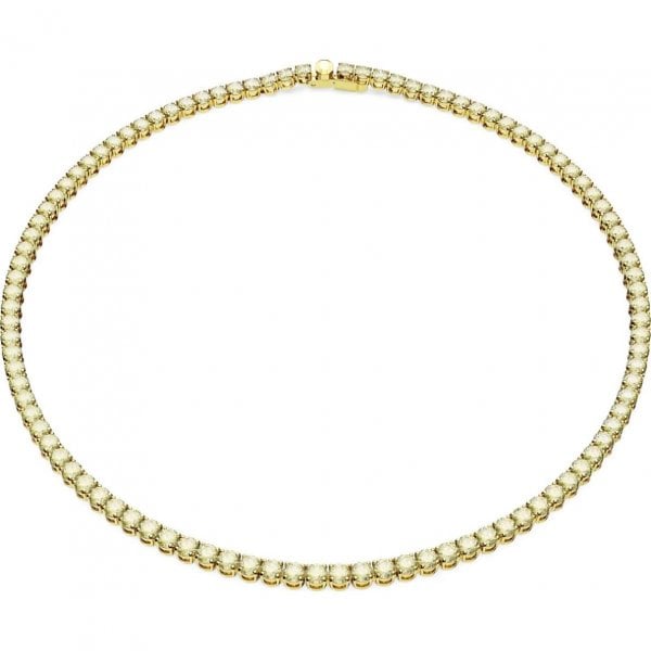 Matrix Tennis necklace, Round cut, Yellow, Medium