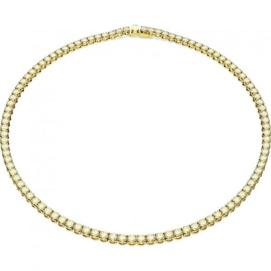 Matrix Tennis necklace, Round cut, Yellow, Medium