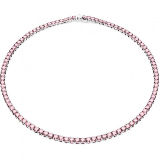 Matrix Tennis necklace, Round cut, Pink, Medium