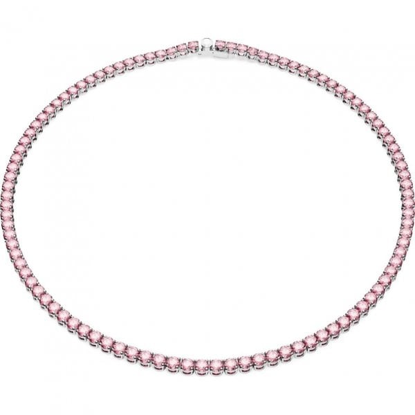Matrix Tennis necklace, Round cut, Pink, Medium