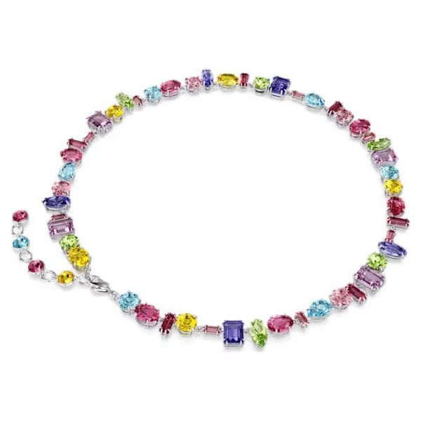 Gema necklace, Mixed cuts, Multicolored, Rhodium