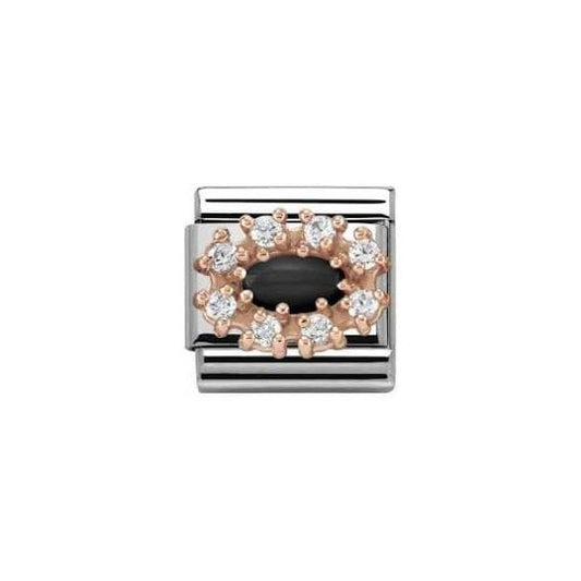 Composable Classic Zirconia Rose Gold Black Agate Charm