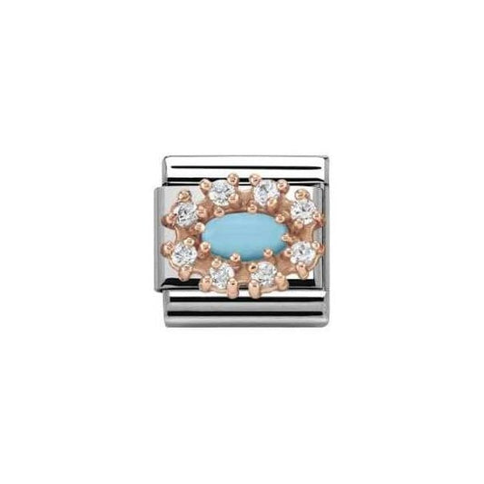 Composable Classic Zirconia Rose Gold Turquoise Coral Charm