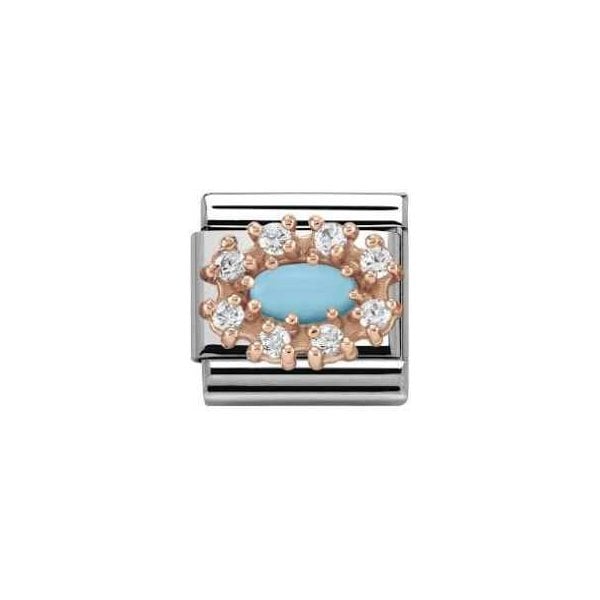 Composable Classic Zirconia Rose Gold Turquoise Coral Charm