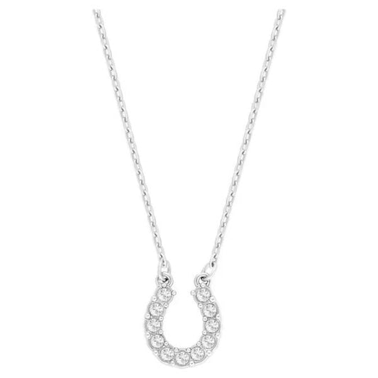 Towards necklace, Horseshoe, White, Rhodium