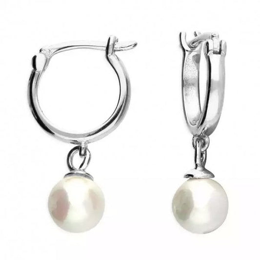 Ladies Sterling Silver Earrings 10mm Faux Pearl