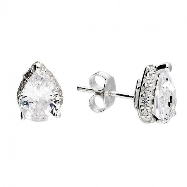 Sterling Silver Earrings - White CZ Studs