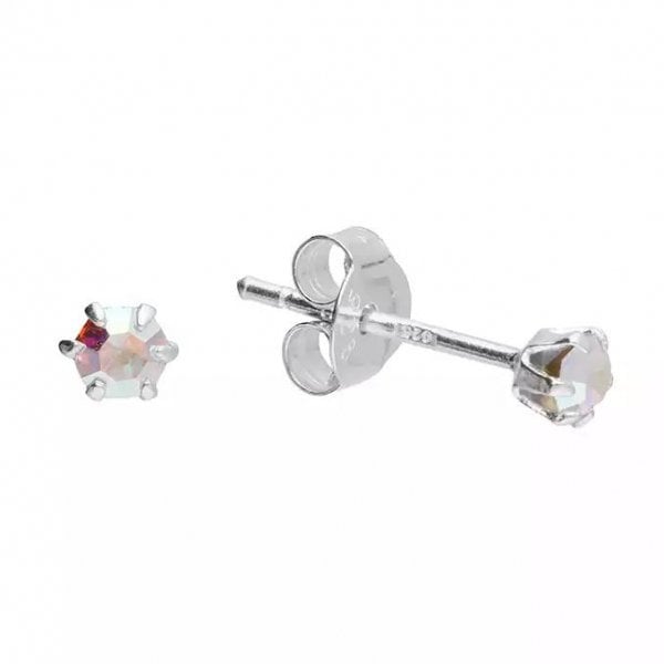 Sterling Silver Earrings - 3mm Aurora Borealis