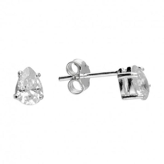 Sterling Silver Earrings - Teardrop CZ Studs