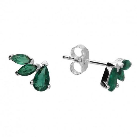 Sterling Silver Green CZ Climber Studs