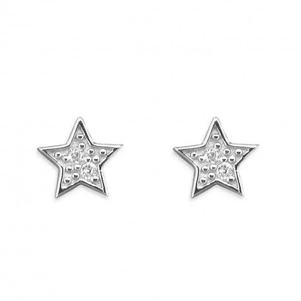 Sterling Silver Earrings - CZ Star Studs