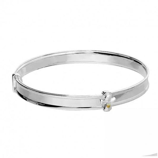 Sterling Silver Bangle with Gold Plated Heart
