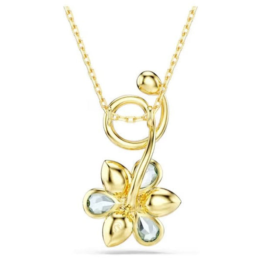 Idyllia pendant, Mixed cuts, Flower, Blue, Gold