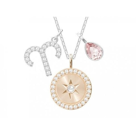 Zodiac Pendant, Aries, Pink, Rhodium