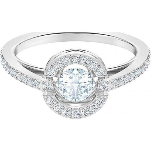 Sparkling Dance Round Ring, White, Rhodium S60