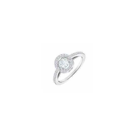 Sparkling Dance Round Ring, White, Rhodium S60
