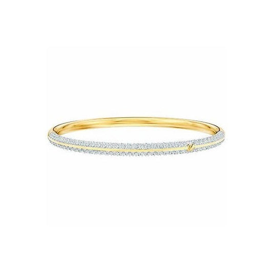 Stone Bangle, White, Gold Plating
