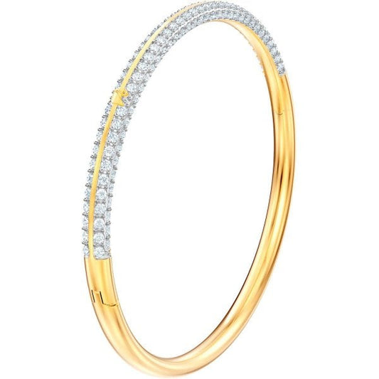 Stone Bangle, White, Gold Plating