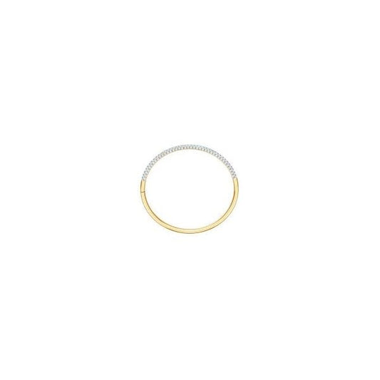 Stone Bangle, White, Gold Plating