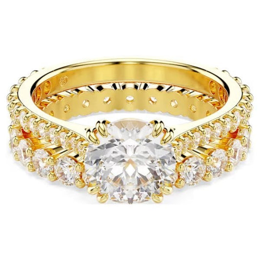 Stilla ring, Set (2), Round cut, White, Gold-tone, S58
