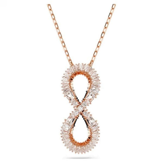 Hyperbola pendant, Infinity, White, Rose gold-tone