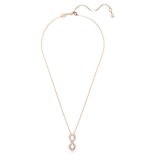 Hyperbola pendant, Infinity, White, Rose gold-tone